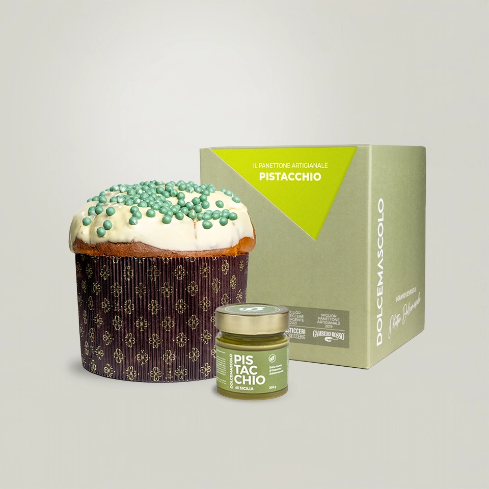 Panettone al pistacchio con crema spalmabile