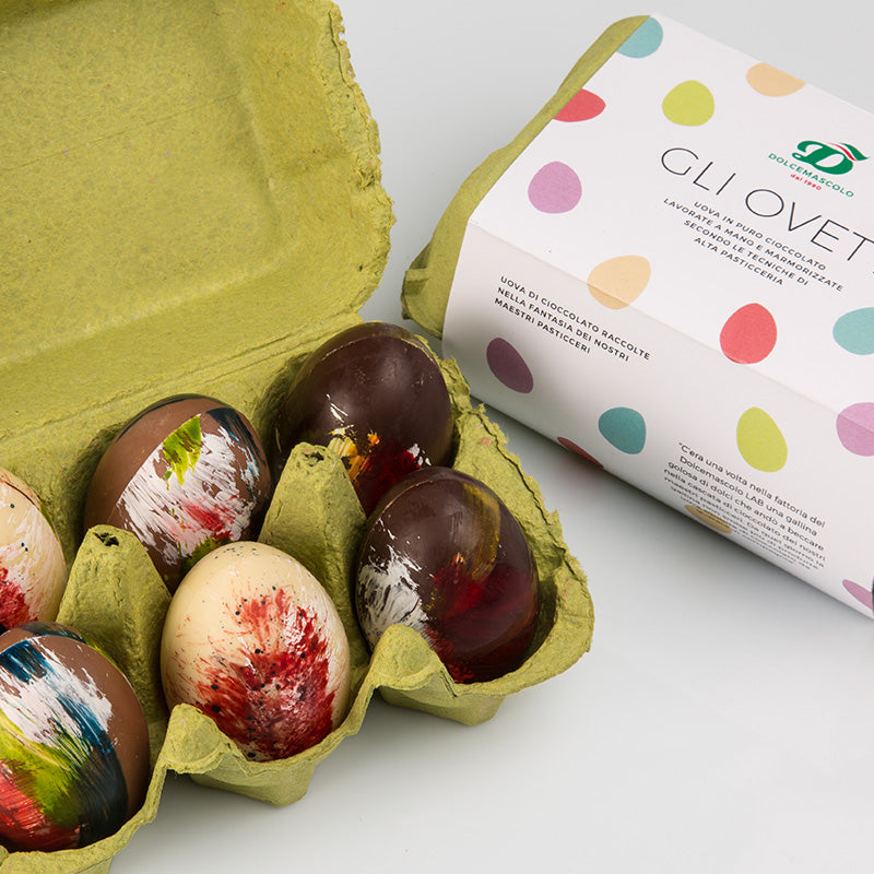 Gli ovetti Dolcemascolo, cioccolato fondente, uova di pasqua di alta pasticceria